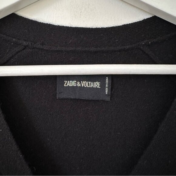 Zadig & Voltaire Maria Black Studded Wool Blend Cardigan Size S - Picture 5 of 6